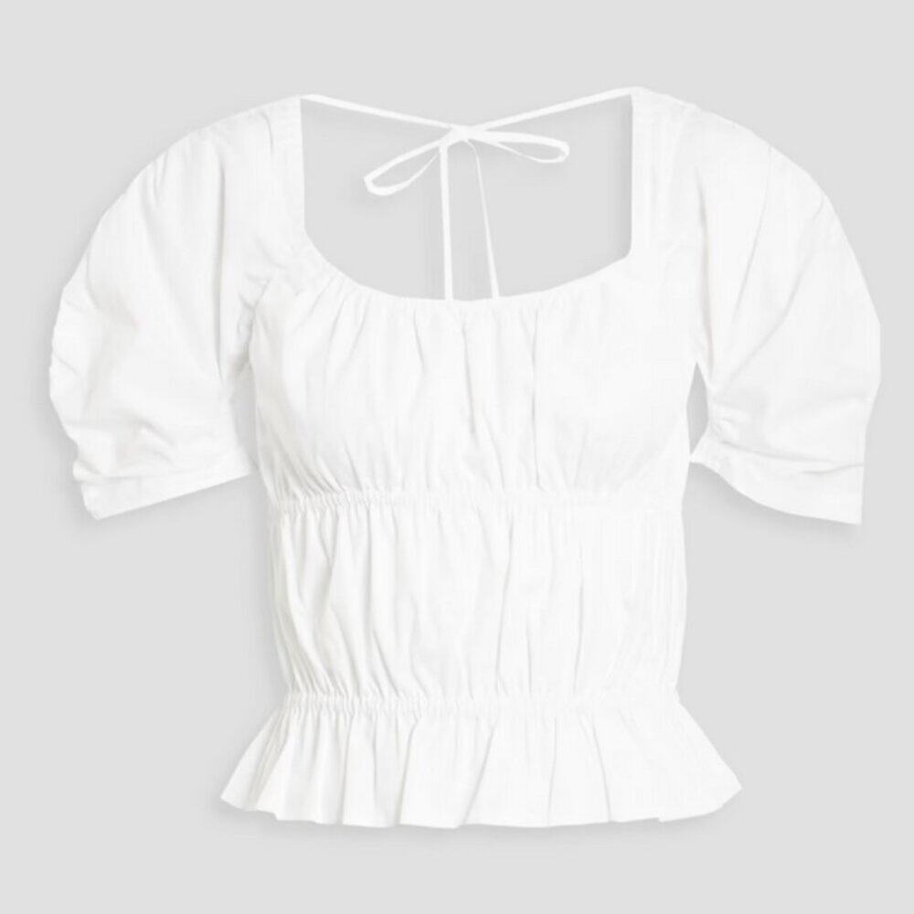10 Crosby Derek Lam Open back ruched cotton poplin top